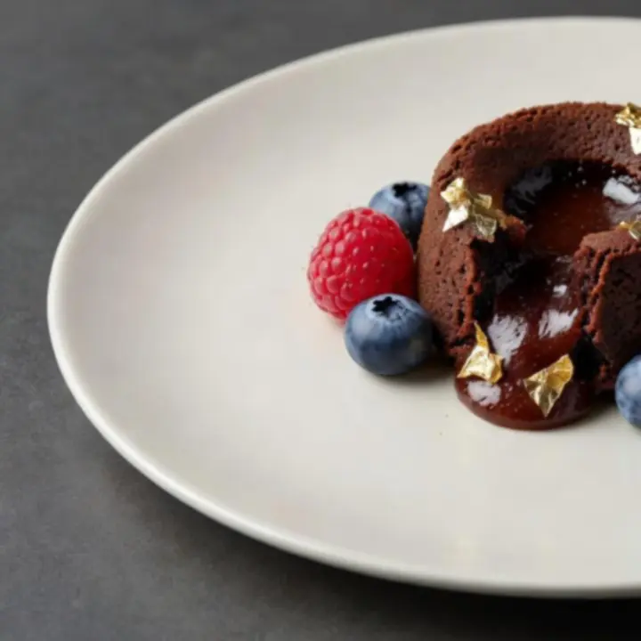 Decadent plated desserts at Turr Away with intricate patisserie details and gold accents.