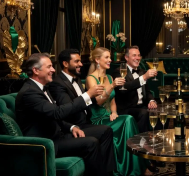 Champagne being poured in the Turr Away Lounge amidst soft ambient lighting.